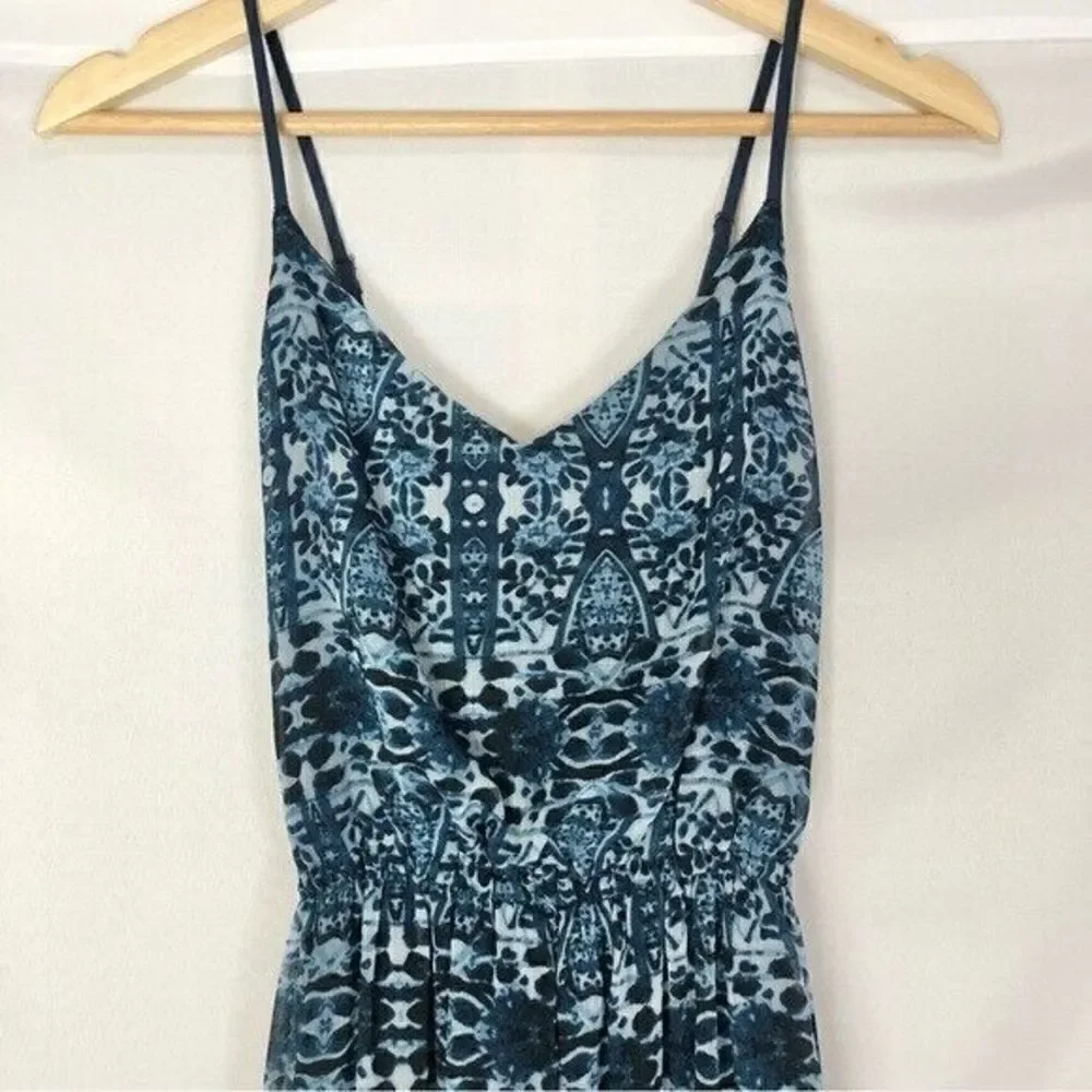 Abercrombie & Fitch Blue Printed Fit & Flare Maxi Dress XS